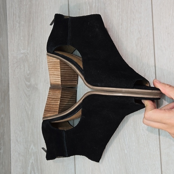 Lucky Brand Women Keight Ankle Leather Open toe Heels Boots shoes sz 7.5M - Picture 11 of 14